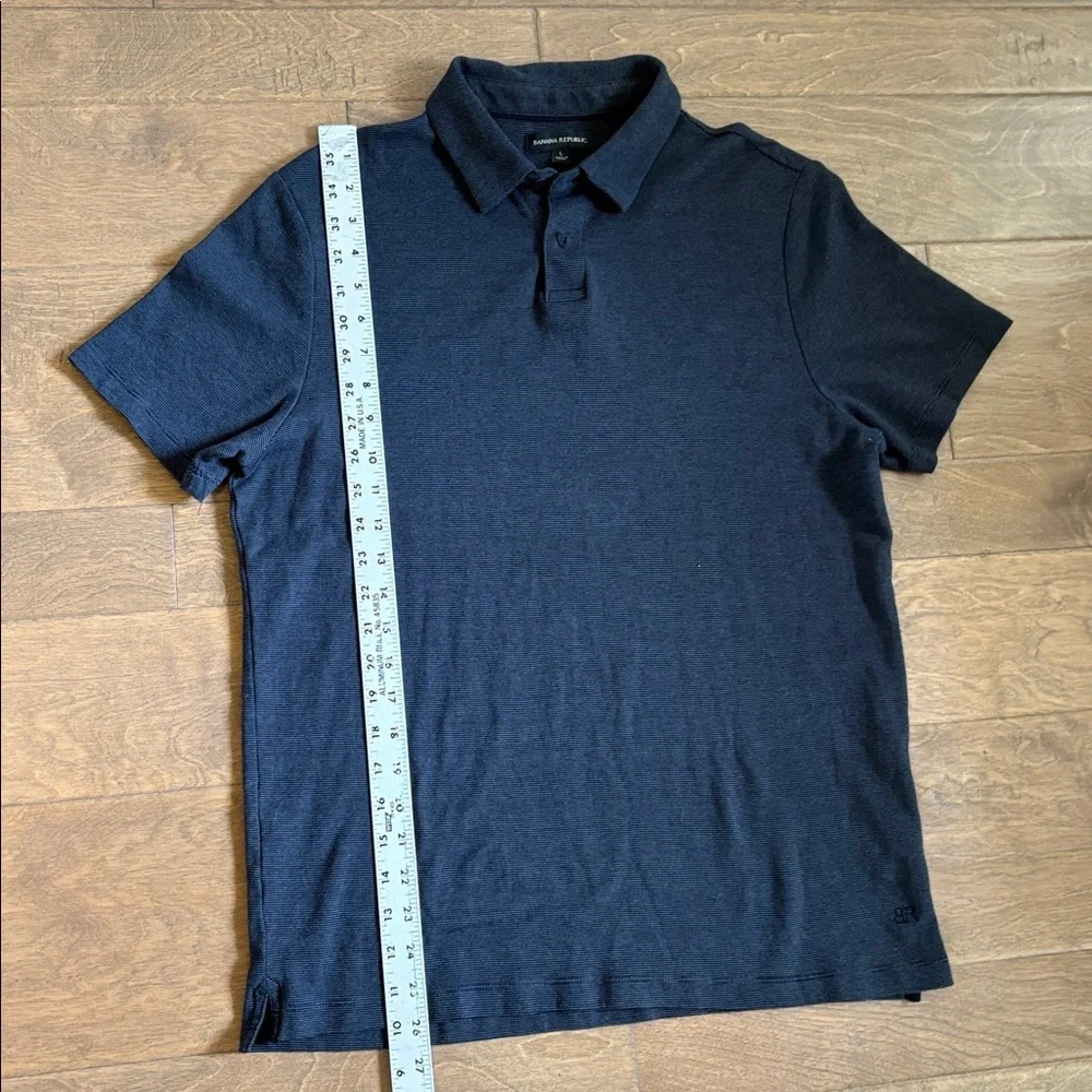 Banana Republic Men’s Polo Cotton Black Gray Pinstripes Size Large
